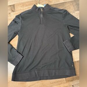 Ted Baker London Black Quarter Zip Pullover | Stretch Knit Athleisure Top Size 4